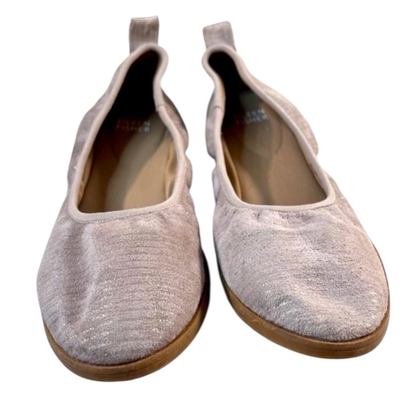 EILEEN FISHER Notion Ballet Flat, Patent/High Shine, Color Gray/tan, Size 8.5 - Picture 4 of 8